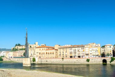 Ebro river valley in Tortosa, Catalonia, Spain in late evening light on summer day