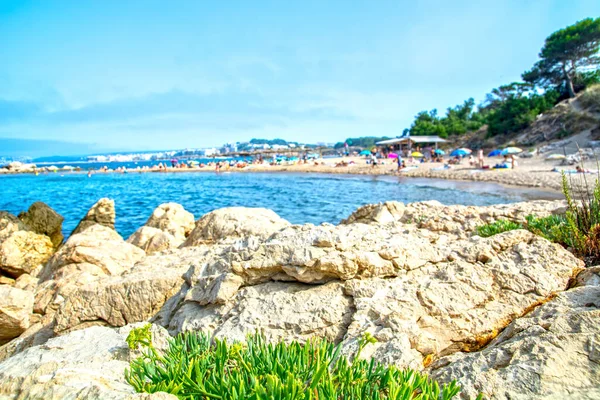 西班牙加泰罗尼亚Costa Brava的Sant Marti Empuries Escala 海滩夏季旺季 — 图库照片