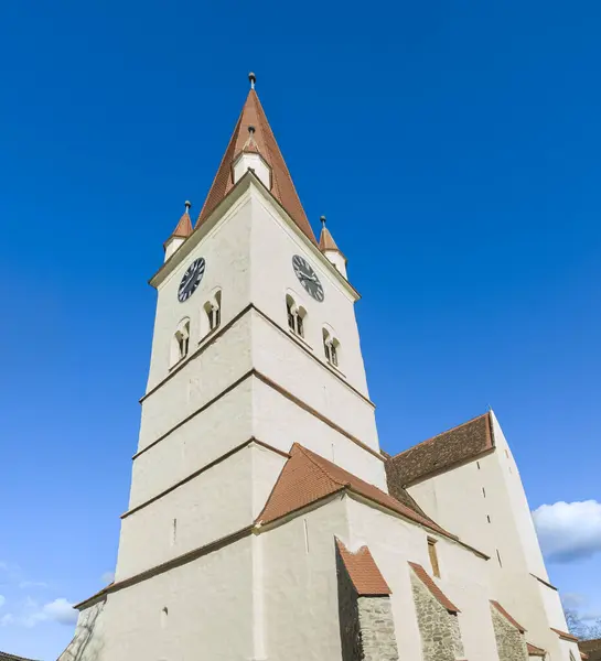 シスナディー トランシルヴァニア ルーマニア 強化ゴシック教会の塔 ストックフォト