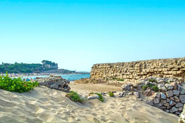 Sant Marti Empuries Escala Playa Costa Brava Cataluña España Ruinas Imagen de stock