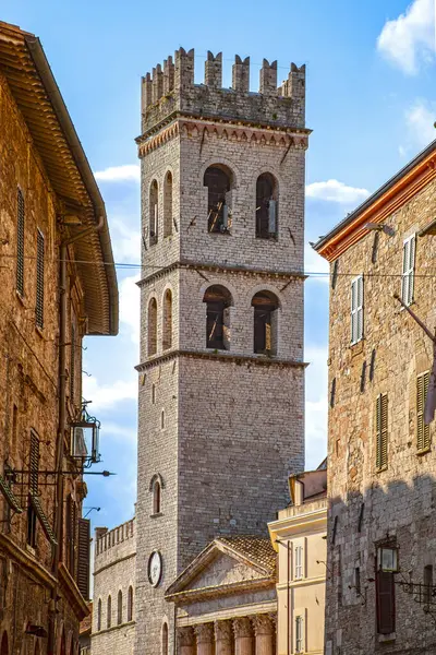 Assisi Umbrien Italien Torre Del Popolo Platz Piazza Del Comune — Stockfoto