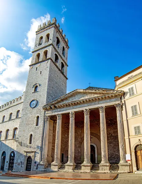 Assisi Umbrië Italië Torre Del Poppolo Tempel Van Minerva Het — Stockfoto