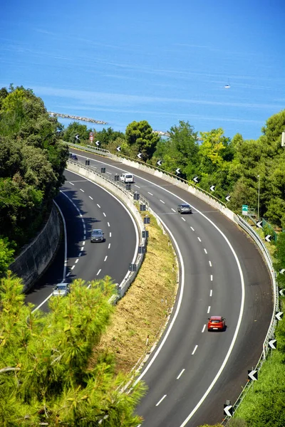 Autobahn Italien Der Adriaküste A14 Provinz Marken Einem Sonnigen Sommertag lizenzfreie Stockbilder