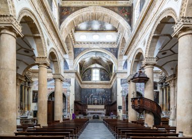 Gelibolu, Apulia, Puglia bölgesi, Güney İtalya Katedrali Saint Agatha iç mimarisi, tavan freski
