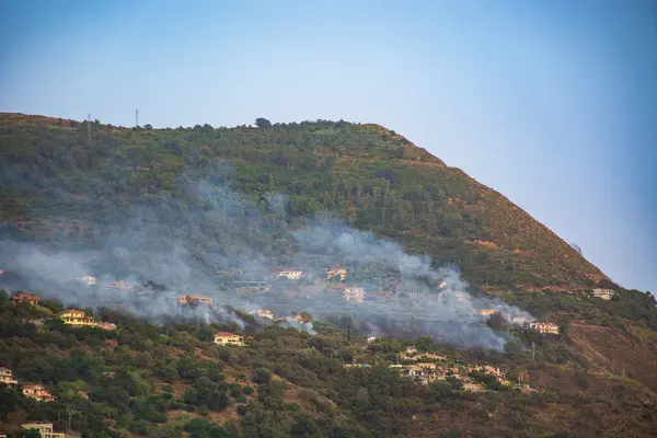Kalabria Południowe Włochy Pożar Upalne Lato Regionie Capo Vaticano Zdjęcie Stockowe
