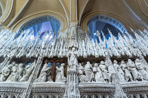 Cattedrale Nostra Signora Chartres Francia Scultura Murale Del Coro Punto Immagine Stock