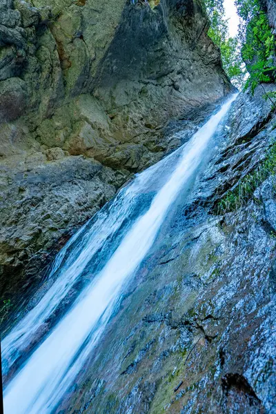 stock image Waterfall at Rastenbach or Gola del Rio Pausa gorge at Lake Caldaro Kalterer See, South Tyrol