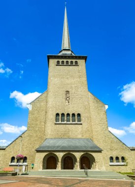 Sankt (St) Vith city in East Belgium located in the Walloon province of Liege, named after Saint Vitus, church in main square clipart