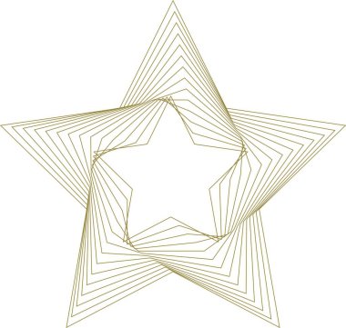 Altın çizgileri olan altın yıldız beyaz arka planda modern tarzda