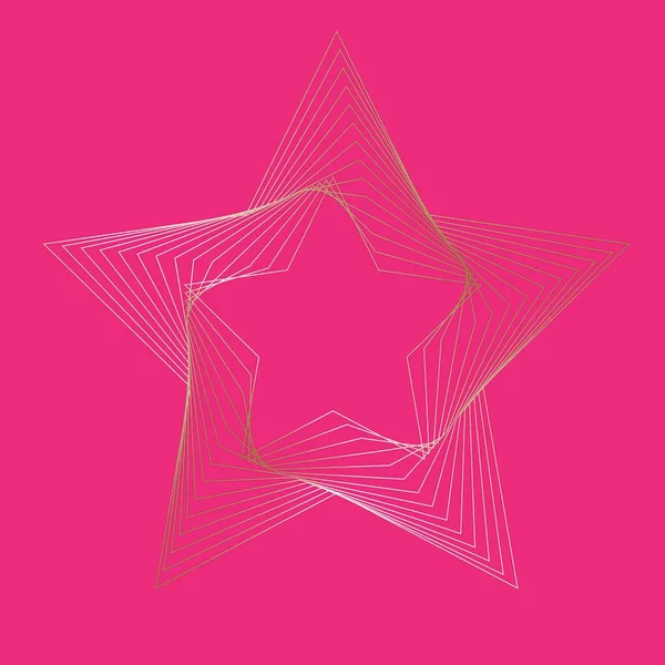 Gold Star Golden Lines Hot Bright Pink Background Modern Style — Vettoriale Stock