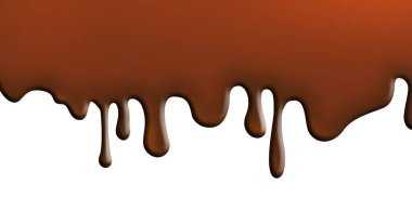 chocolate sauce or melted chocolate dripping down from the top of the page onto a white background