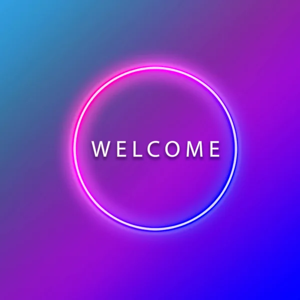 Modern Simple Welcome Button Screen Pink Blue Gradient Background Neon — Stockfoto