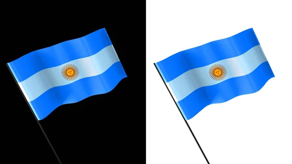 Flag Waving White Black Background Argentinian — Stock Photo, Image