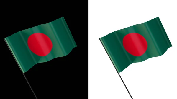 白と黒の背景に手を振って旗 バングラデシュ — ストック写真