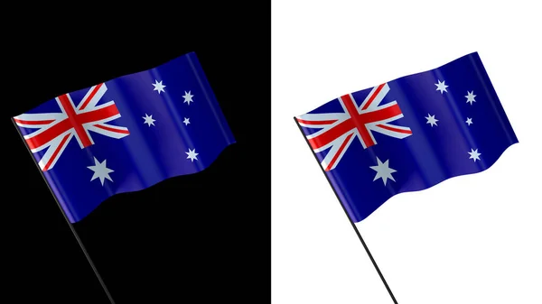 Σημαία Κυματίζει Λευκό Και Μαύρο Φόντο Της Αυστραλίας — Φωτογραφία Αρχείου