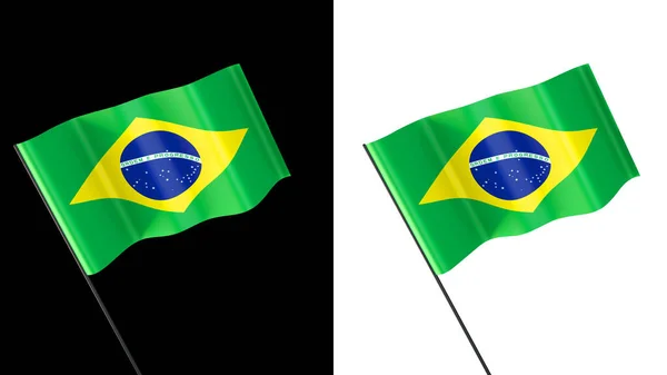 Σημαία Κυματίζει Λευκό Και Μαύρο Φόντο Βραζιλίας — Φωτογραφία Αρχείου