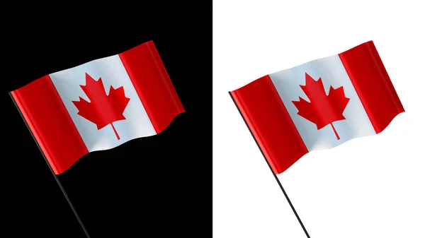 Flag Waving White Black Background Canada — Fotografia de Stock
