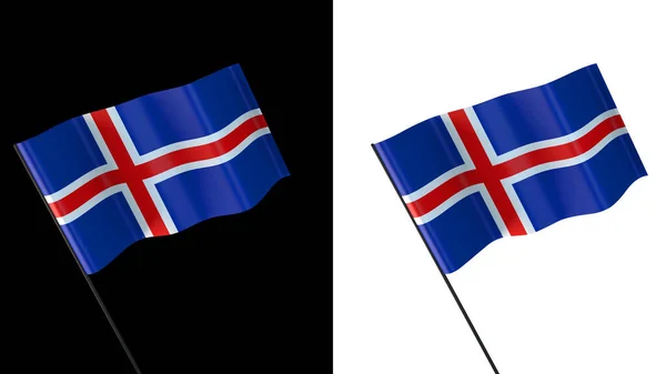 Flag Waving White Black Background Iceland —  Fotos de Stock