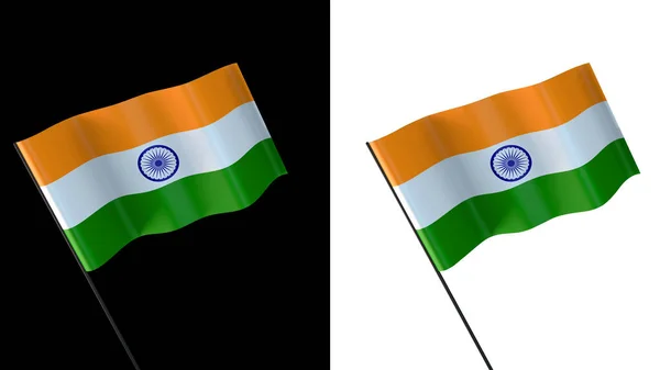Flag Waving White Black Background Indian — Fotografia de Stock
