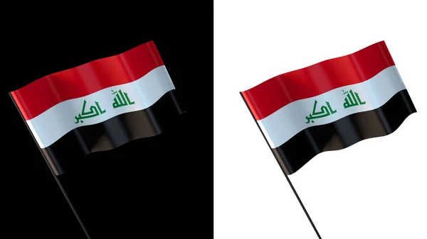 Flag Waving White Black Background Iraq — 스톡 사진