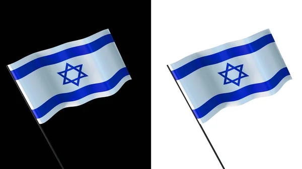 Flag Waving White Black Background Israel —  Fotos de Stock