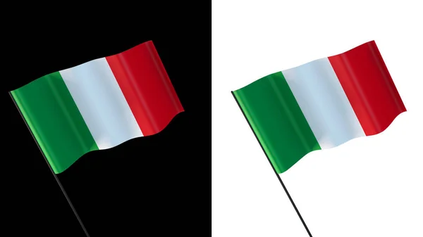 白と黒の背景に手を振って旗 イタリア — ストック写真