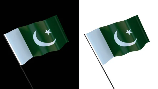 Flag Waving White Black Background Pakistani — Stockfoto