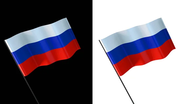 旗帜在白色和黑色的背景上飘扬 俄罗斯 — 图库照片