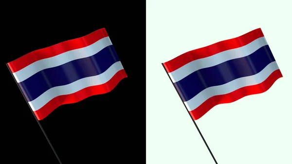 Flag Waving White Black Background Thailand — Fotografia de Stock