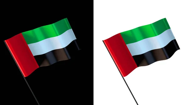 白と黒の背景に手を振って旗 アラブ首長国連邦 Uae — ストック写真