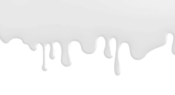 Cream Milk White Sauce Dripping Top Page White Background — Stockfoto
