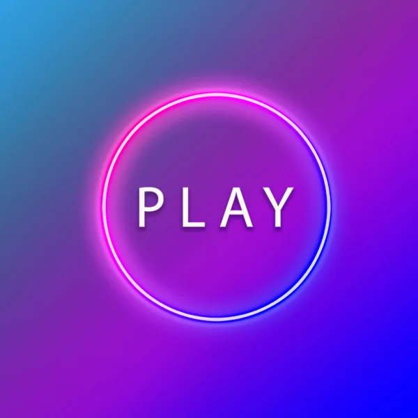 Modern Simple Play Button Pink Blue Gradient Background Neon Effect — 스톡 사진
