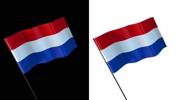 Flag Waving White Black Background Netherland — Stock Photo, Image