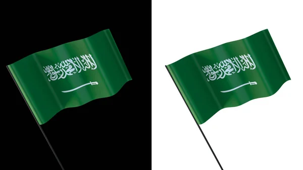 Flag Waving White Black Background Saudi Arabia — ストック写真