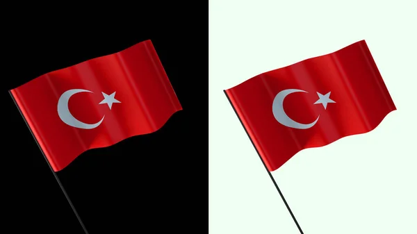 Flag Waving White Black Background Turkey — 图库照片#