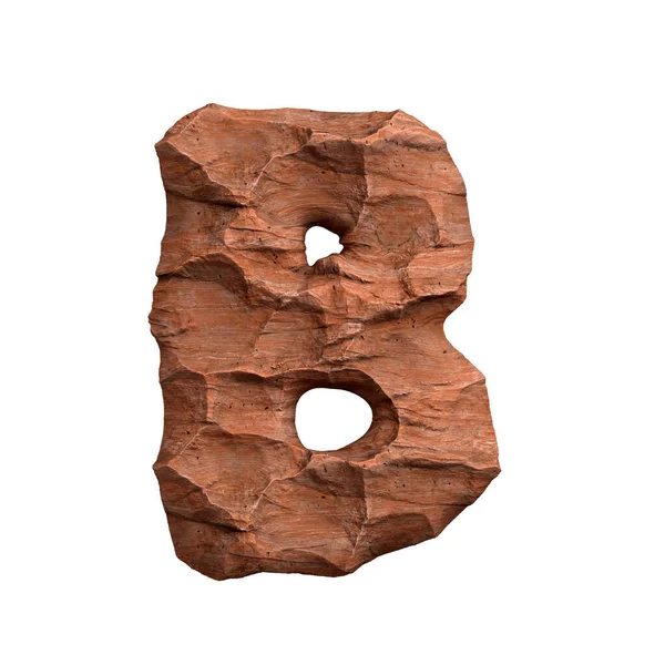 砂漠の砂岩の文字B 白い背景に隔離された大きな3D赤い岩のフォント このアルファベットは 関連する創造的なイラストに最適ですが アリゾナ 地質学 砂漠に限定されません — ストック写真