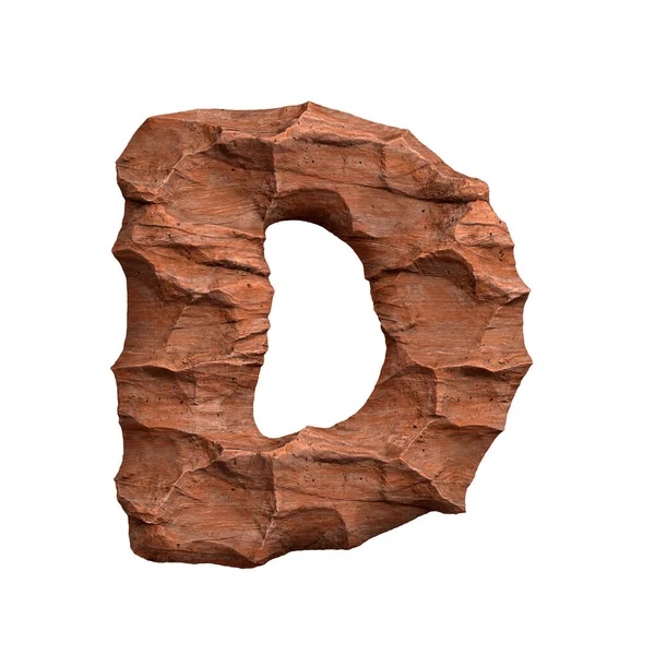 砂漠の砂岩の手紙D 白い背景に隔離されたアッパーケース3D赤い岩のフォント このアルファベットは 関連する創造的なイラストに最適ですが アリゾナ 地質学 砂漠に限定されません — ストック写真