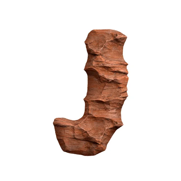 Desert Sandstone Letter Large Red Rock Font Isolated White Background — Fotografia de Stock