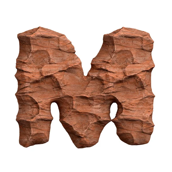 砂漠の砂岩の手紙M 白い背景に隔離された3D赤い岩のフォント このアルファベットは 関連する創造的なイラストに最適ですが アリゾナ 地質学 砂漠に限定されません — ストック写真