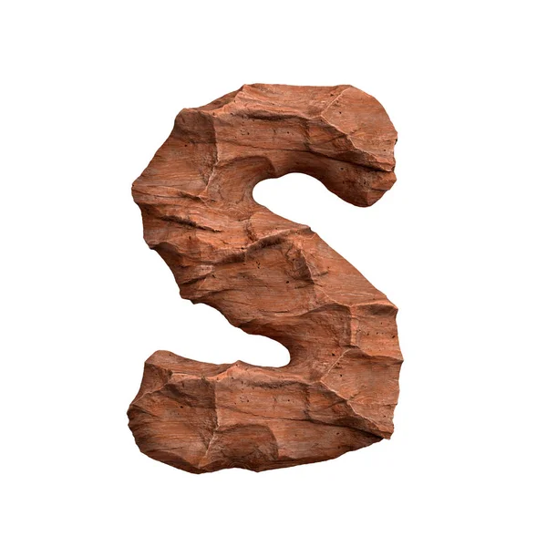 Woestijnzandsteen Letter Hoofdstad Rood Rotslettertype Geïsoleerd Witte Achtergrond Dit Alfabet — Stockfoto