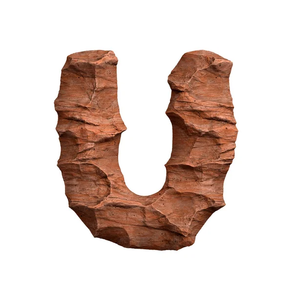 Desert Zandsteen Letter Upper Case Rood Rotslettertype Geïsoleerd Witte Achtergrond — Stockfoto