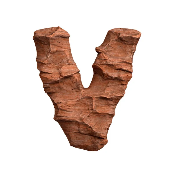 砂漠の砂岩の手紙V 白い背景に隔離されたキャピタル3D赤い岩のフォント このアルファベットは 関連する創造的なイラストに最適ですが アリゾナ 地質学 砂漠に限定されません — ストック写真
