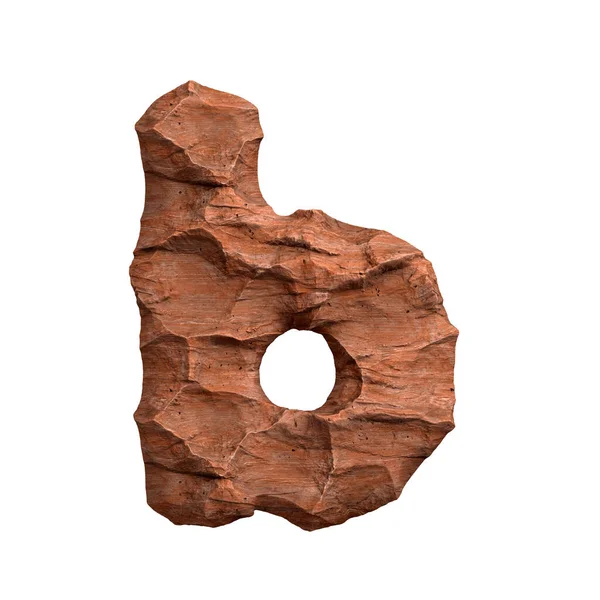 砂漠の砂岩の手紙B 白い背景に隔離された小さな3D赤い岩のフォント このアルファベットは 関連する創造的なイラストに最適ですが アリゾナ 地質学 砂漠に限定されません ロイヤリティフリーのストック写真