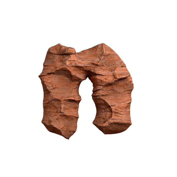 砂漠の砂岩の手紙N 白い背景に隔離された3D赤い岩のフォント このアルファベットは 関連する創造的なイラストに最適ですが アリゾナ 地質学 砂漠に限定されません ストック写真