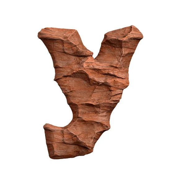 砂漠の砂岩の文字Y 白い背景に隔離された小さな3D赤い岩のフォント このアルファベットは 関連する創造的なイラストに最適ですが アリゾナ 地質学 砂漠に限定されません ストック写真