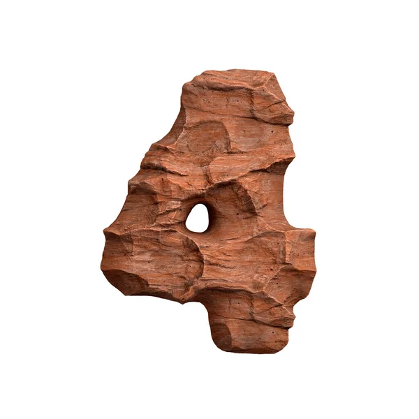 Wüstensandstein Nummer Rote Felsziffer Isoliert Auf Weißem Hintergrund Dieses Alphabet — Stockfoto