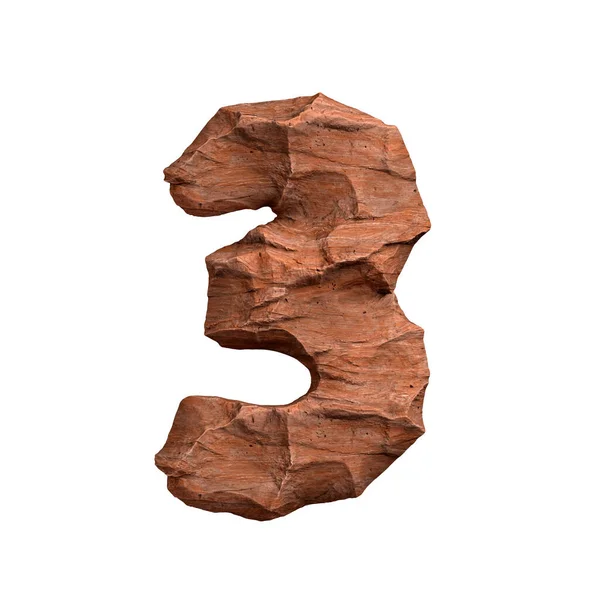沙漠砂岩数字3 3D红色岩石数字分离的白色背景 这个字母表非常适合与亚利桑那州 沙漠有关但不限于亚利桑那州的富有创意的插图 免版税图库图片