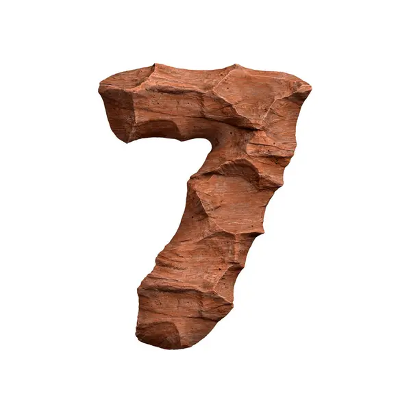 砂漠の砂岩ナンバー7 3D赤い岩のデジタルは白い背景で隔離されました このアルファベットは 関連する創造的なイラストに最適ですが アリゾナ 地質学 砂漠に限定されません ストック画像