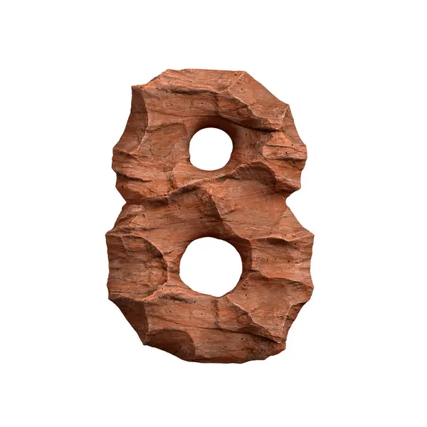 沙漠砂岩数字8 3D红色岩石数字分离的白色背景 这个字母表非常适合与亚利桑那州 沙漠有关但不限于亚利桑那州的富有创意的插图 图库图片