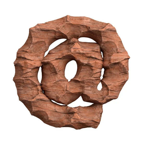 沙漠砂岩电子邮件标志 Arobase符号红色岩石隔离在白色背景 这个字母表非常适合与亚利桑那州 沙漠有关但不限于亚利桑那州的富有创意的插图 图库图片